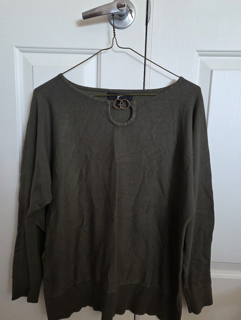 GNW Olive Green Lightweight Sweater with Ring Detail Size Medium